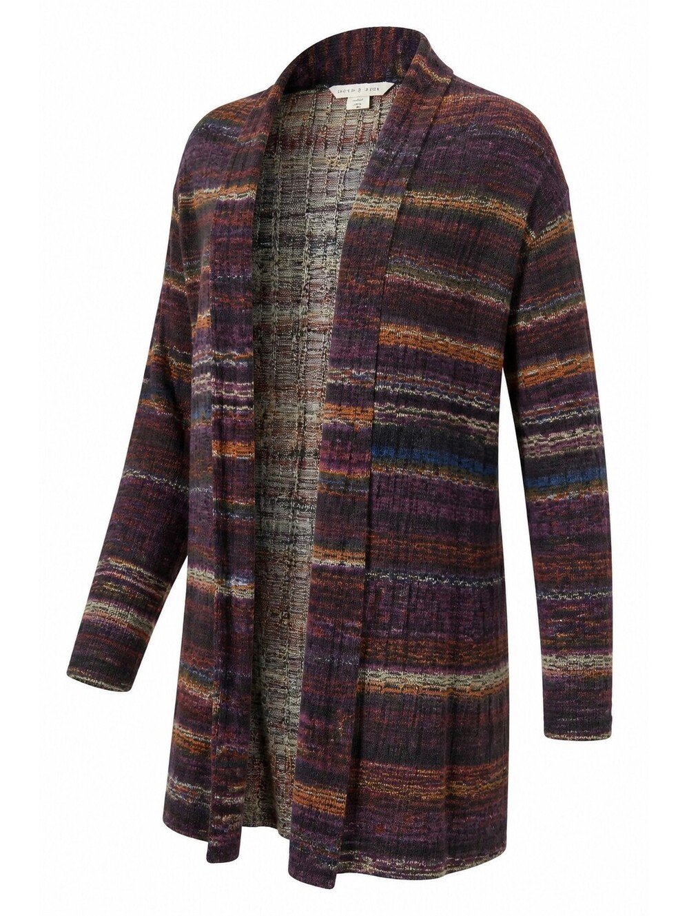 Allison Daley Women's Medium Open Front Striped Knit Cardigan